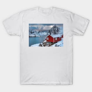 Red Fishing Cabin in Hamnoy T-Shirt